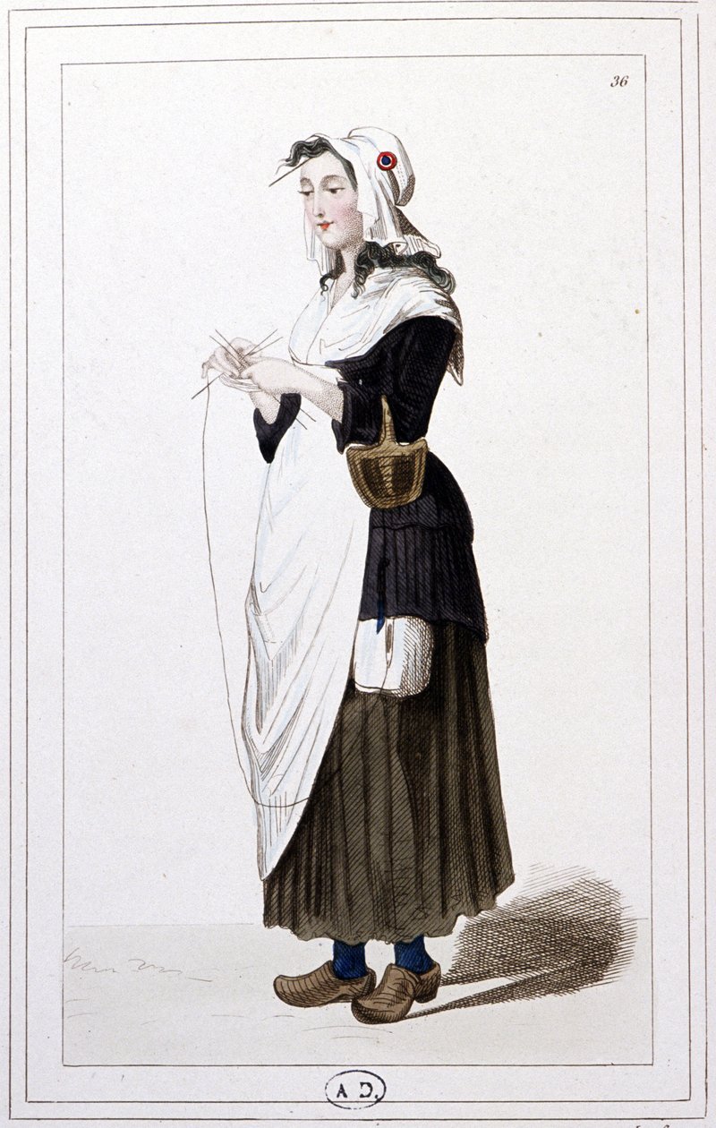 Una tejedora de guillotina en 1793. c.1810 (Grabado) de Unbekannter Künstler