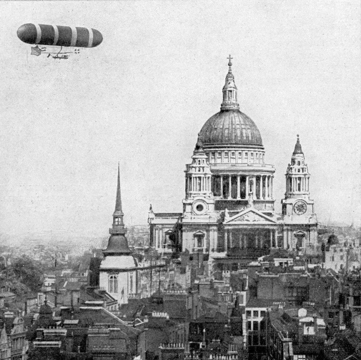 Dirigible militar británico rodeando la catedral de San Pablo de Unbekannter Künstler