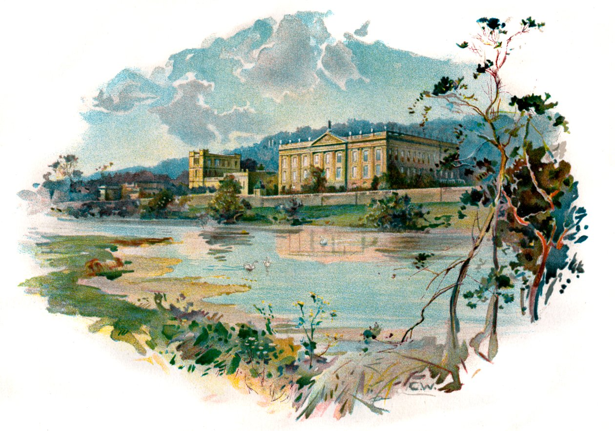 Chatsworth desde el Derwent de Unbekannter Künstler