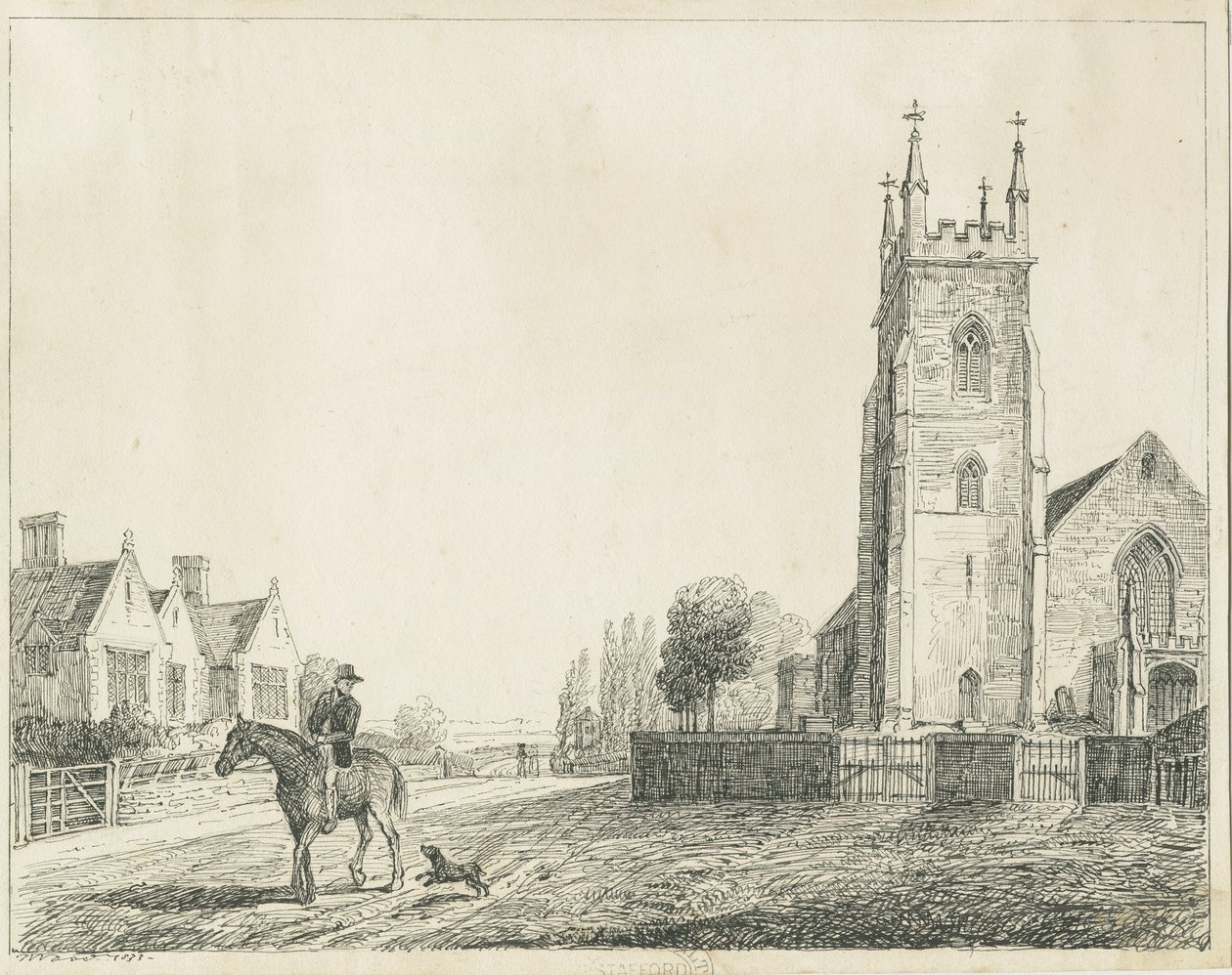 Iglesia de Colwich: boceto a pluma, 1833 de Unbekannt