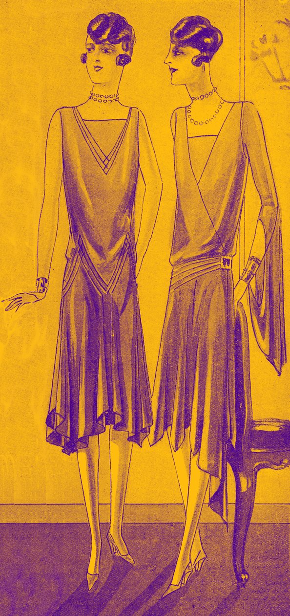 Moda: vestidos de cena en la primavera de 1928 de Unbekannter Künstler