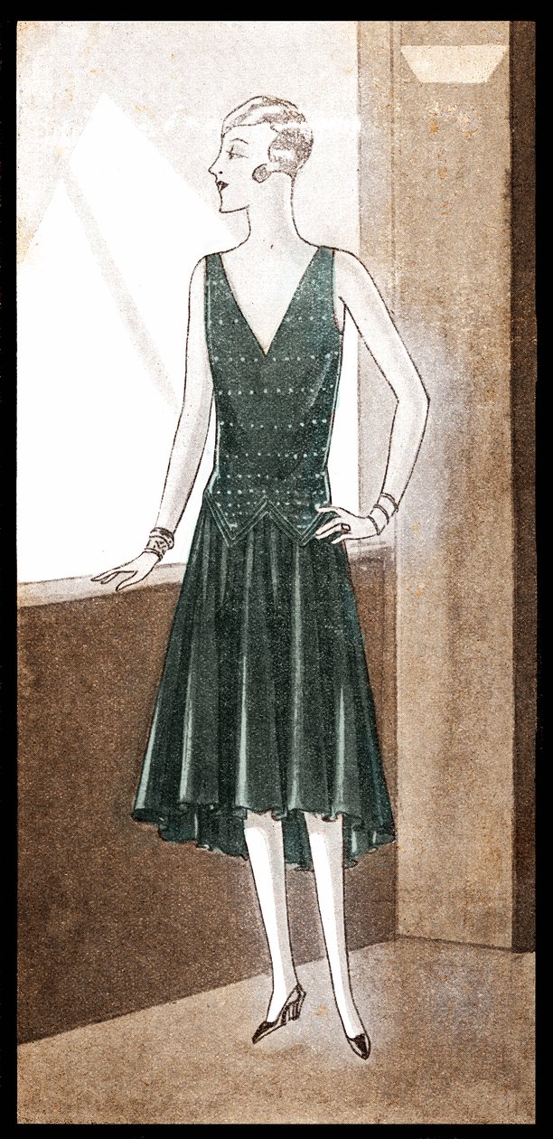 Moda: vestido de noche en la primavera de 1928 de Unbekannter Künstler