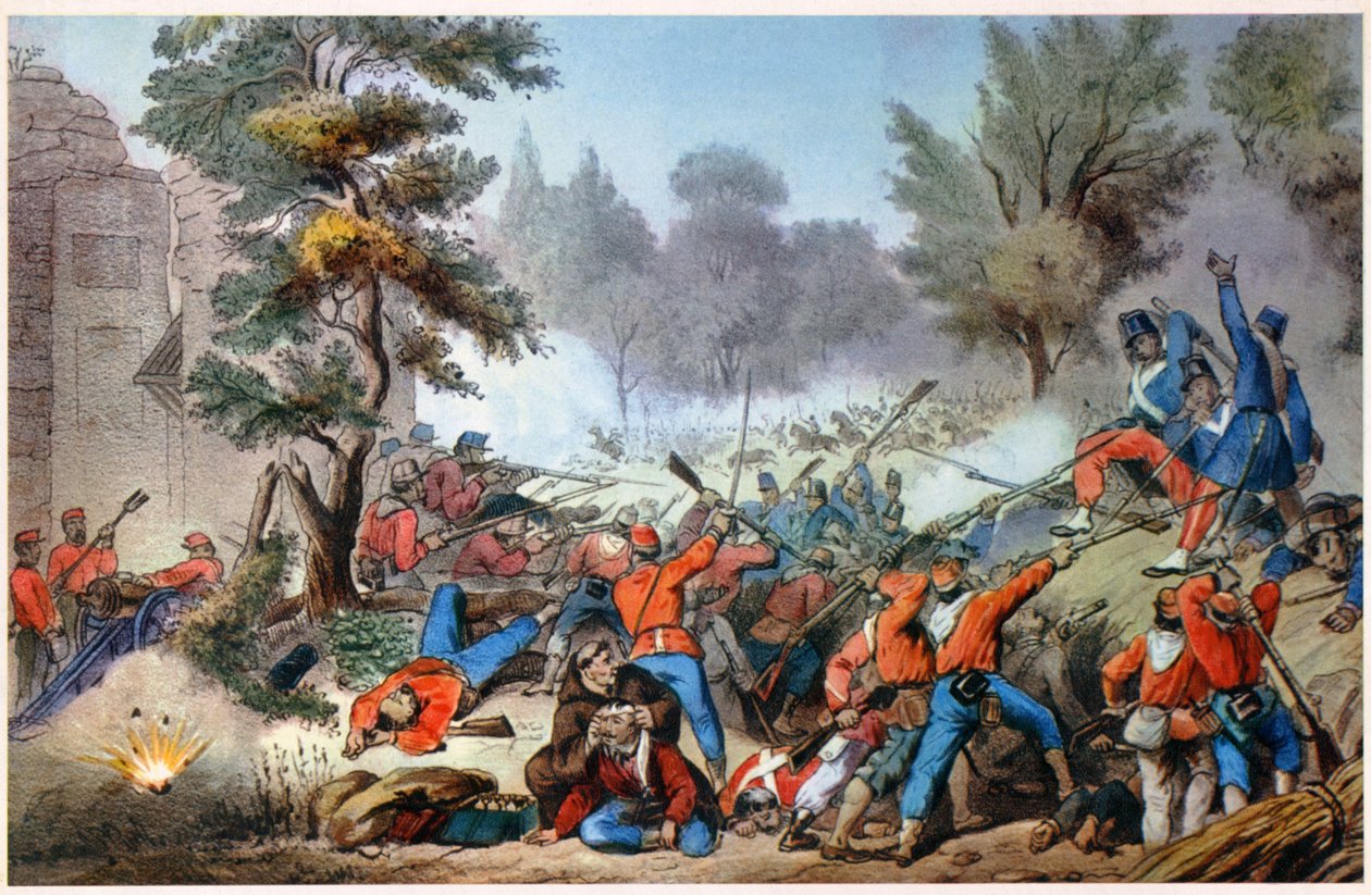GARIBALDINI AL SESSA COMBAT 1860 (impresión) de Unbekannter Künstler