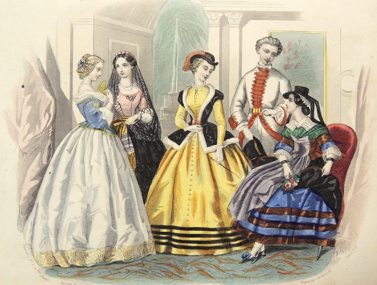 Moda femenina de París, c1860. de Unbekannter Künstler