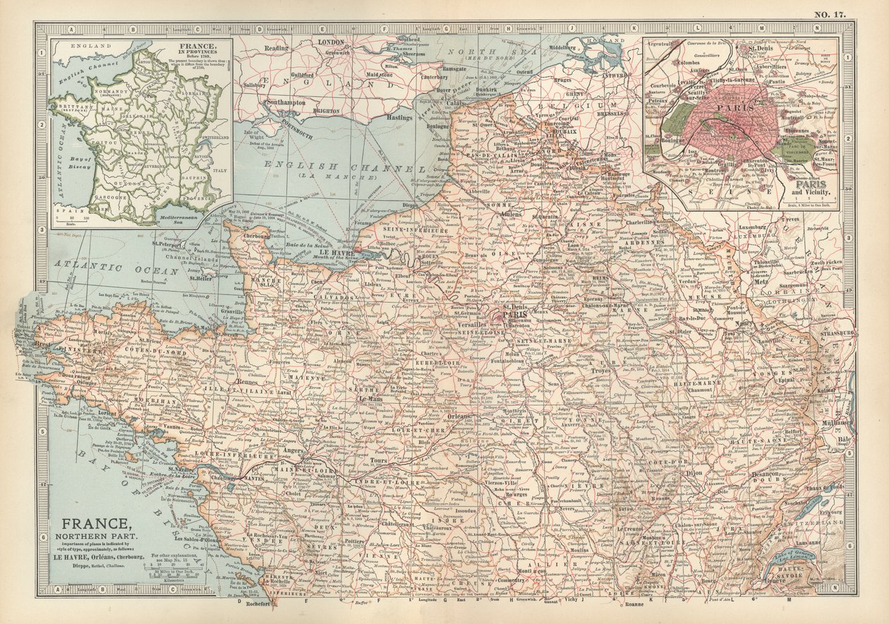 Mapa de Francia, c.1900 (grabado) de Unbekannter Künstler