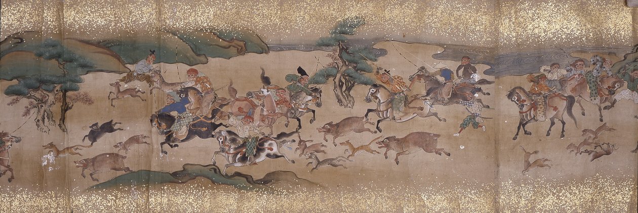 Monos cazando (tinta, colores, papel) de Unbekannter Künstler