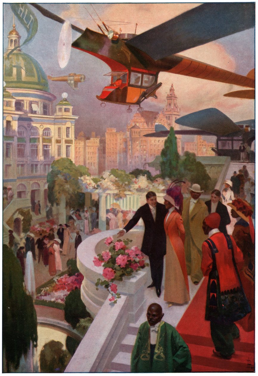 Aviones en el futuro. (Ilustración, ca. 1910) de Unbekannter Künstler