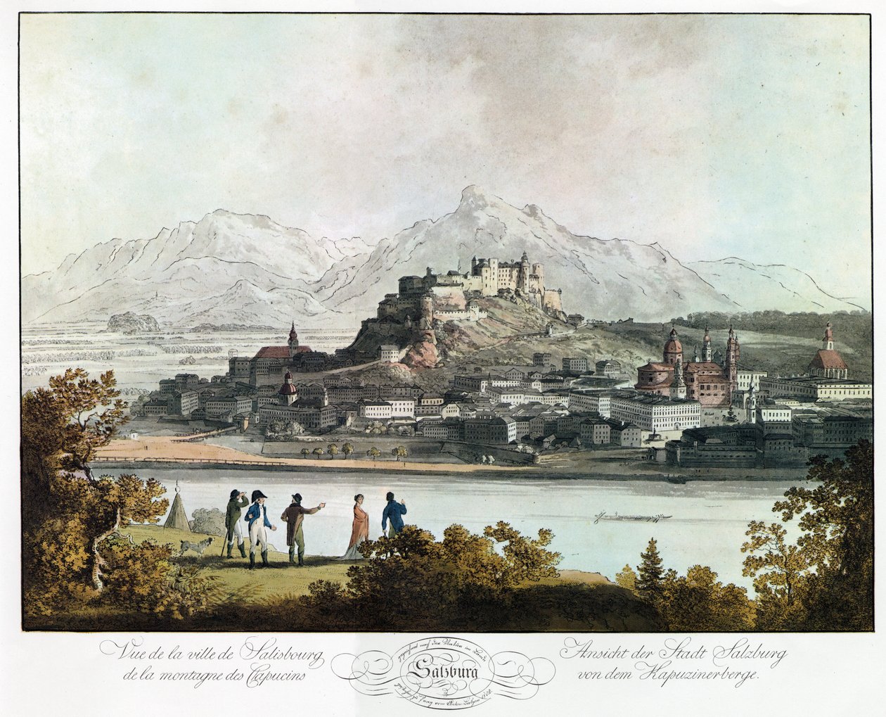 Vista de Salzburgo desde las montañas de Capucins de Unbekannter Künstler