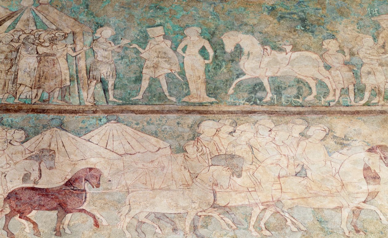 España, Aragón, Zaragoza, Palacio de la Aljafería, detalle de fresco de Benjamin Baud