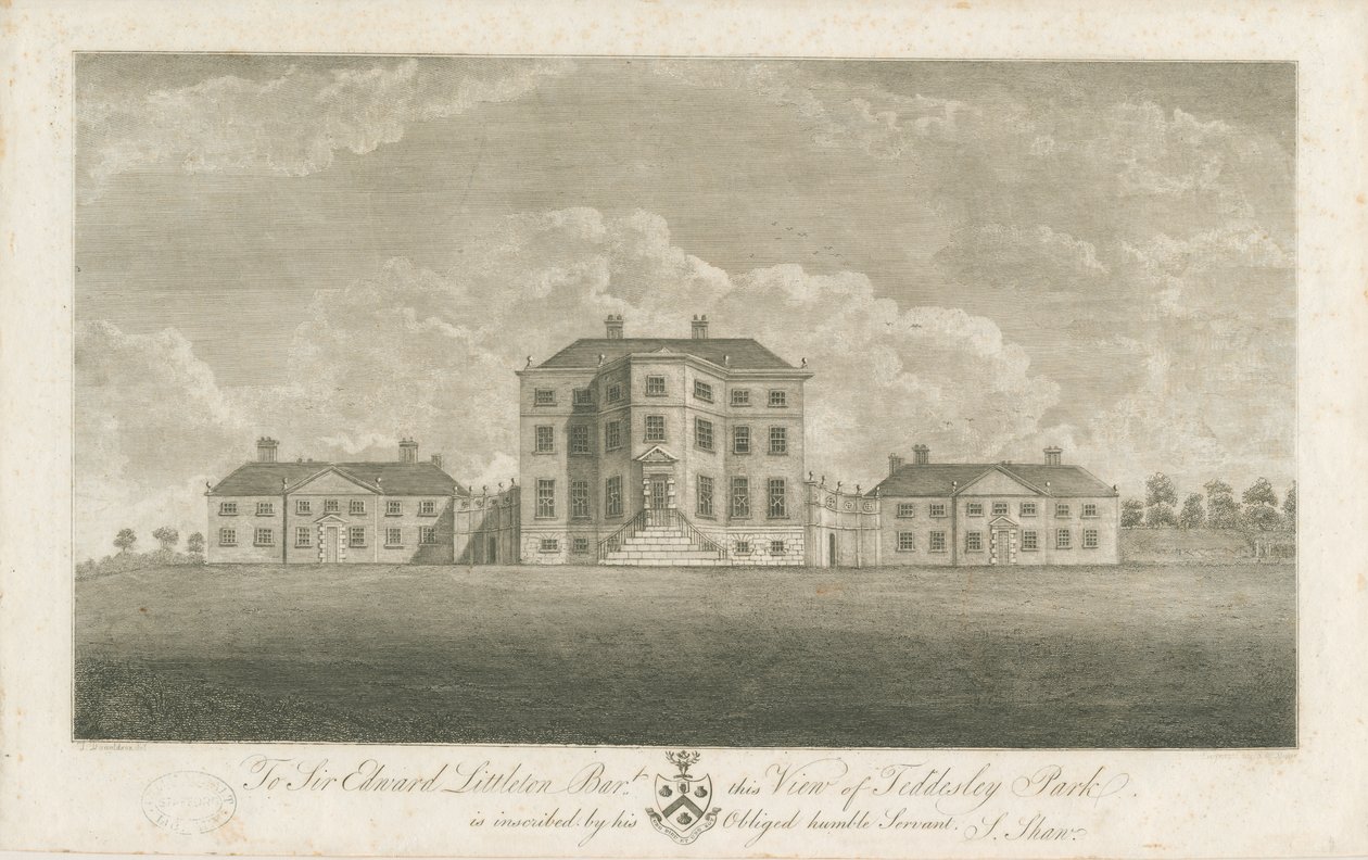 Teddesley Hall: grabado, finales del siglo XVIII de Unbekannt