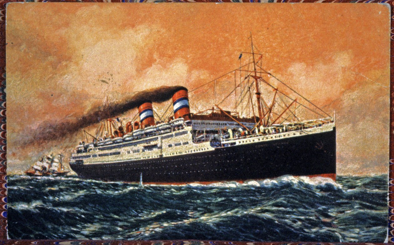 El transatlántico Conte Grande, c.1930 (ilustración) de Unbekannter Künstler