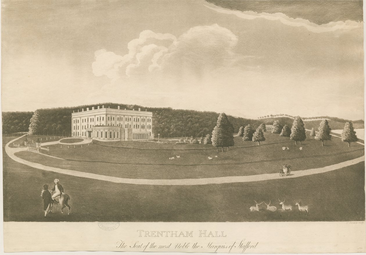 Trentham Hall: grabado en aguatinta de Unbekannt