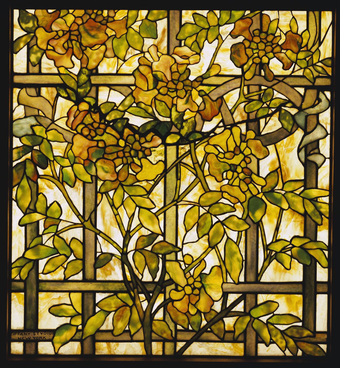 Ventana de vidrio con enredadera de trompeta, Tiffany Studios de Unbekannt