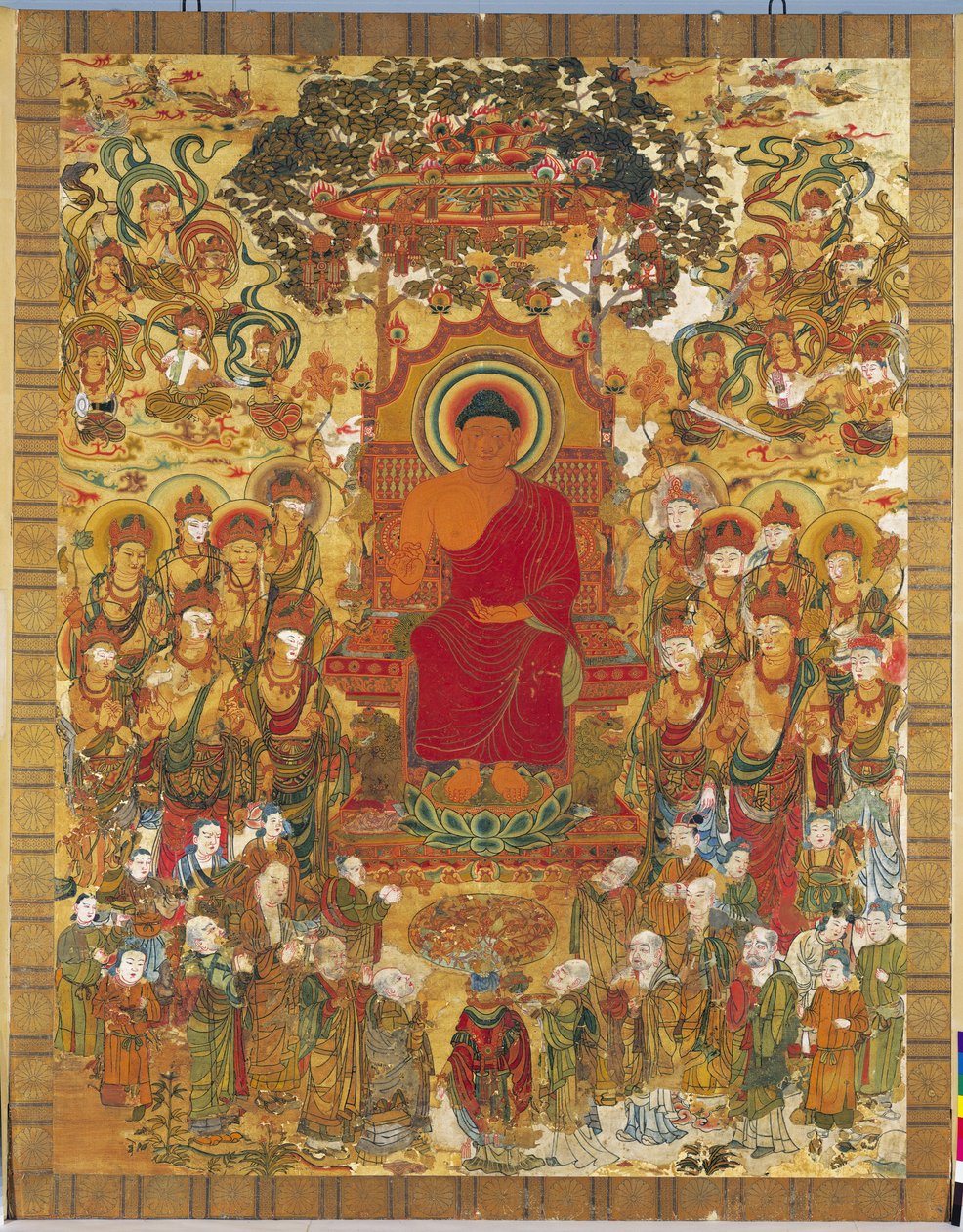 Bordado que ilustra a Sakyamuni predicando de Unknown