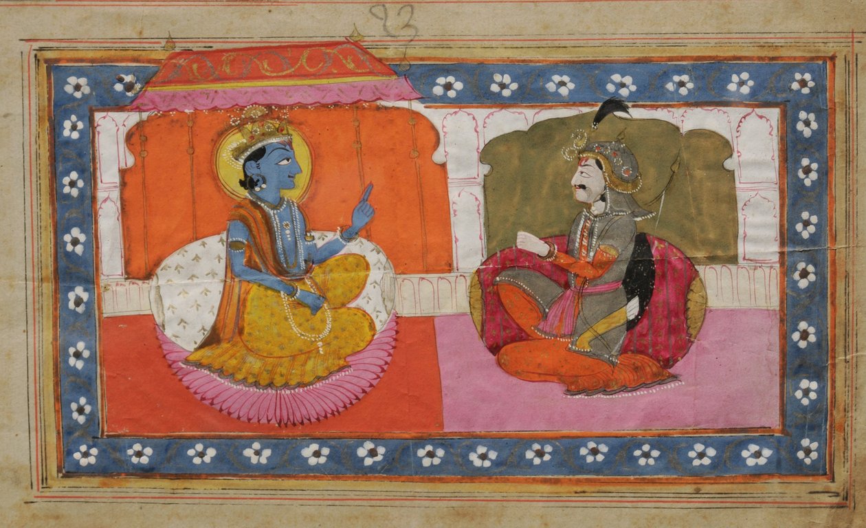 Sri Krishna predicando Gita Upadesh a Arjun de Unknown