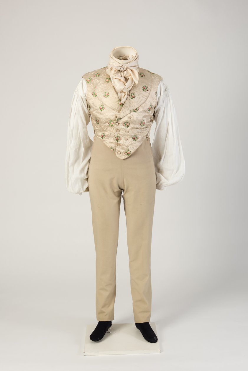 Pantalones de lana para hombre, usados con chaleco de seda estampada, 1820s de Unbekannt Unbekannt