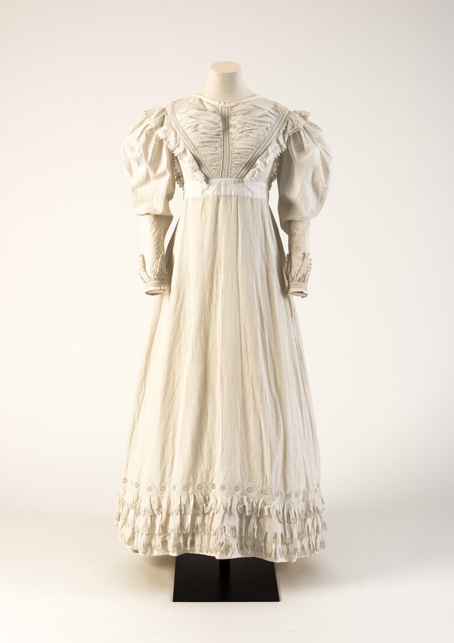Vestido de algodón blanco con bordado calado, 1824 de Unbekannt Unbekannt
