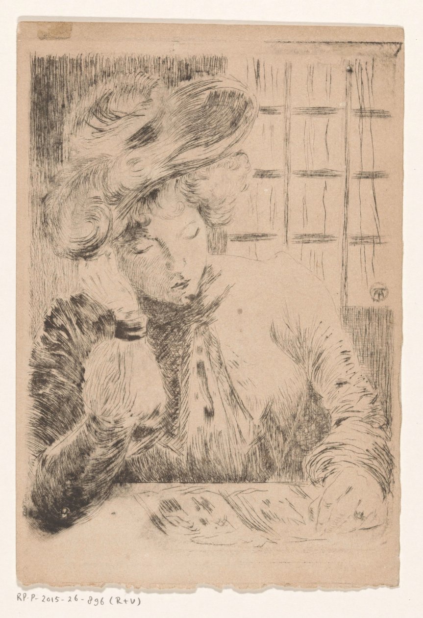 Mujer lectora detrás de una mesa de Unknown