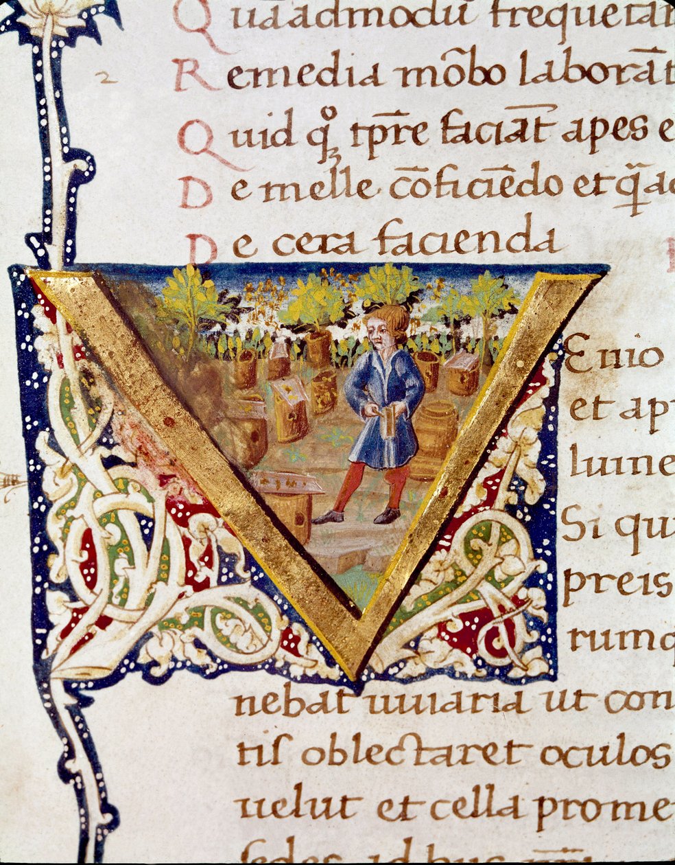 Un apicultor y sus colmenas (miniatura) de Unknown artist