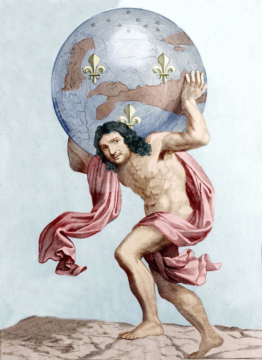 Caricatura de Colbert como Atlas (grabado) de Unknown artist