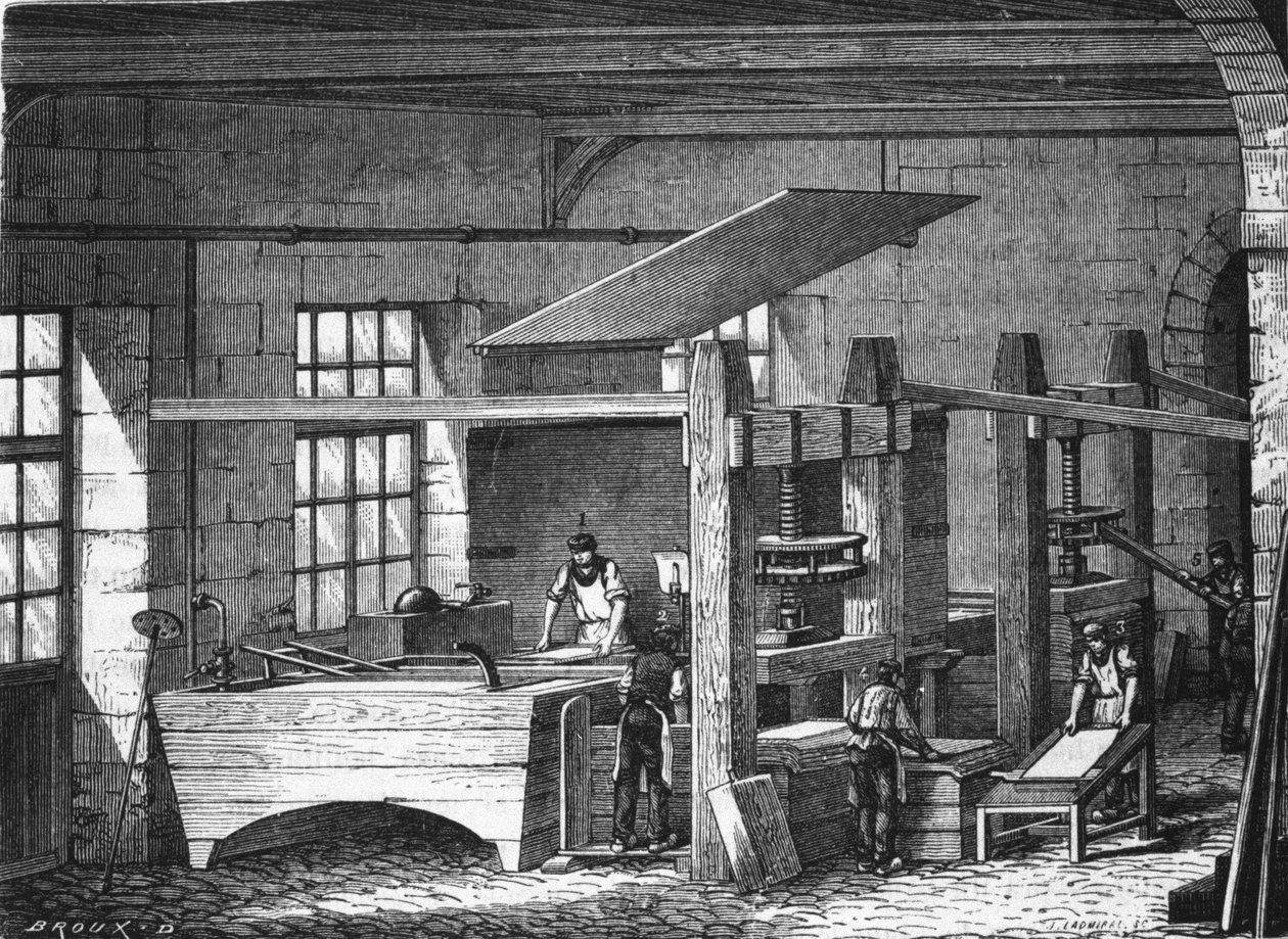 Fabricación de papel en el siglo XIX. de Unknown artist
