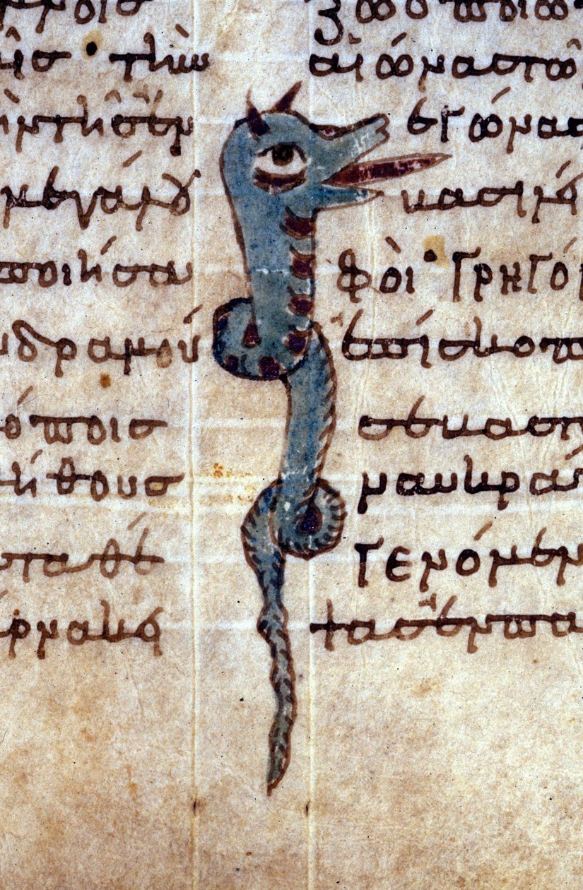 Representación de una serpiente. Manuscrito del siglo XII de Unknown artist