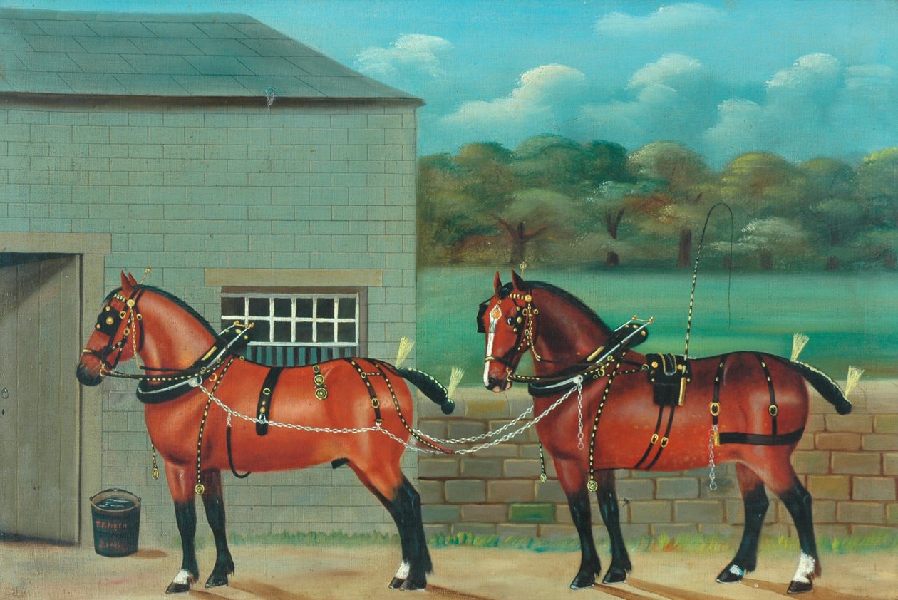 Dos Caballos con Arnés de Unknown