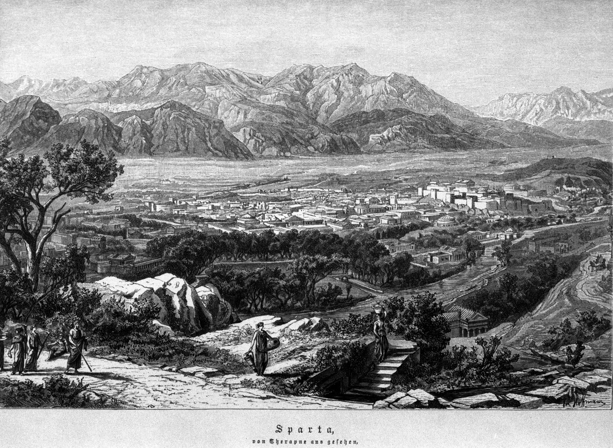 Vista de Esparta. Grabado del siglo XIX. de Unknown artist