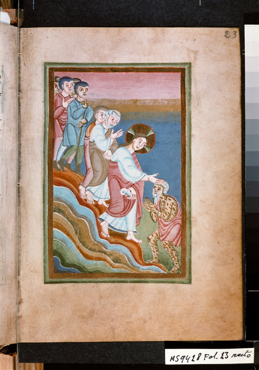 Cristo curando a un leproso, c.1035 (miniatura) de Unknown artist