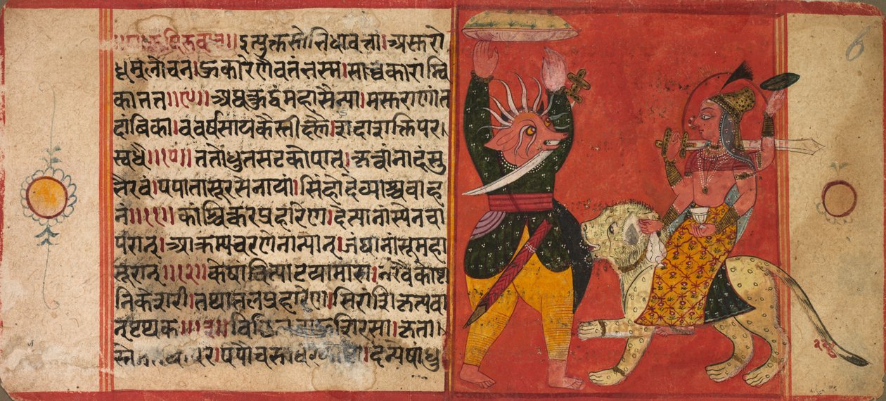 Devi Attacking a Demon de Unknown artist