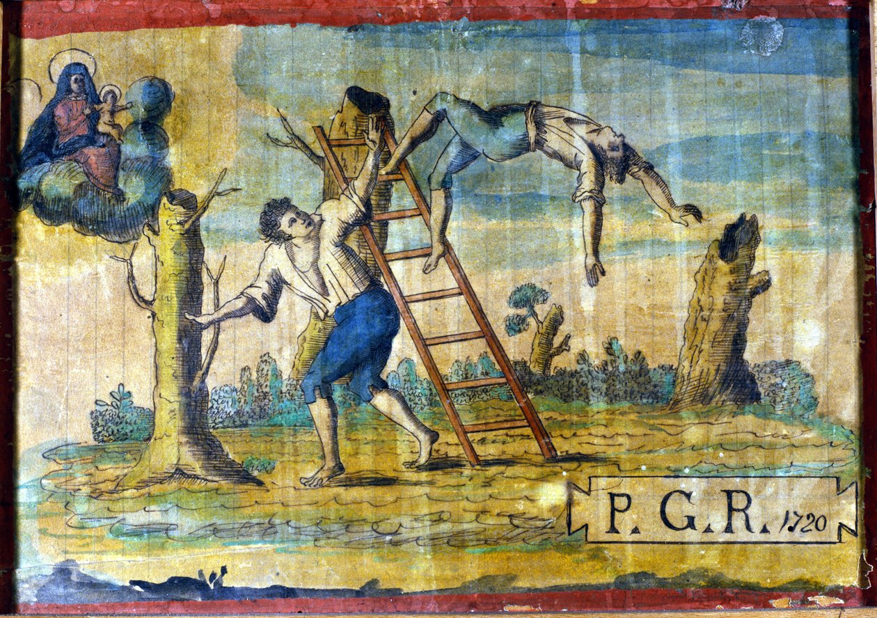 Caída de un árbol. de Unknown artist