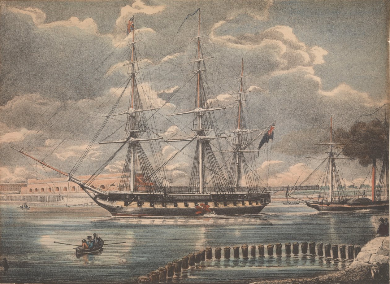HMS "Active" (litografía coloreada) de Unknown artist