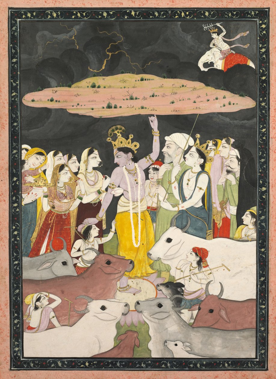 Krishna Lifting Mount Govardhan de Unknown artist