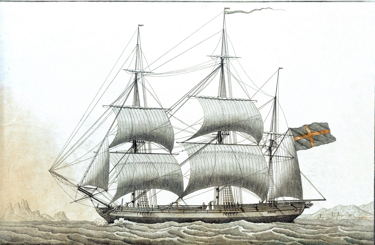 Barco mercante sueco (impresión del siglo XVIII) de Unknown artist