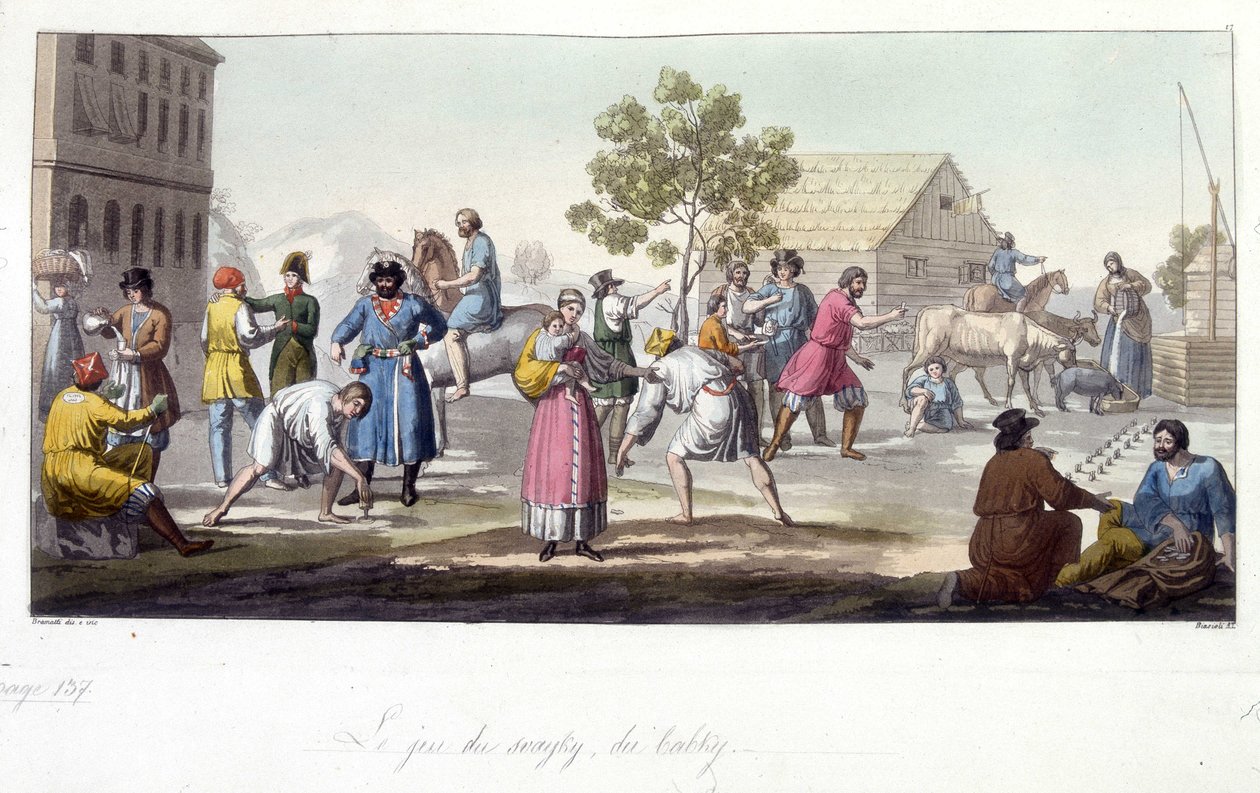 El juego de svayky y babky, Rusia. de Unknown artist