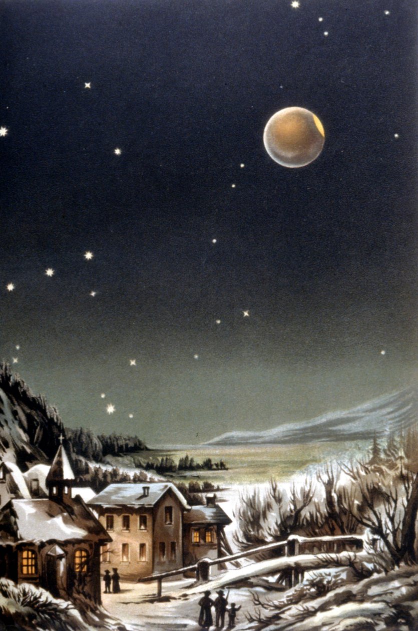 Eclipse total de luna. Ilustración del siglo XIX de Unknown artist