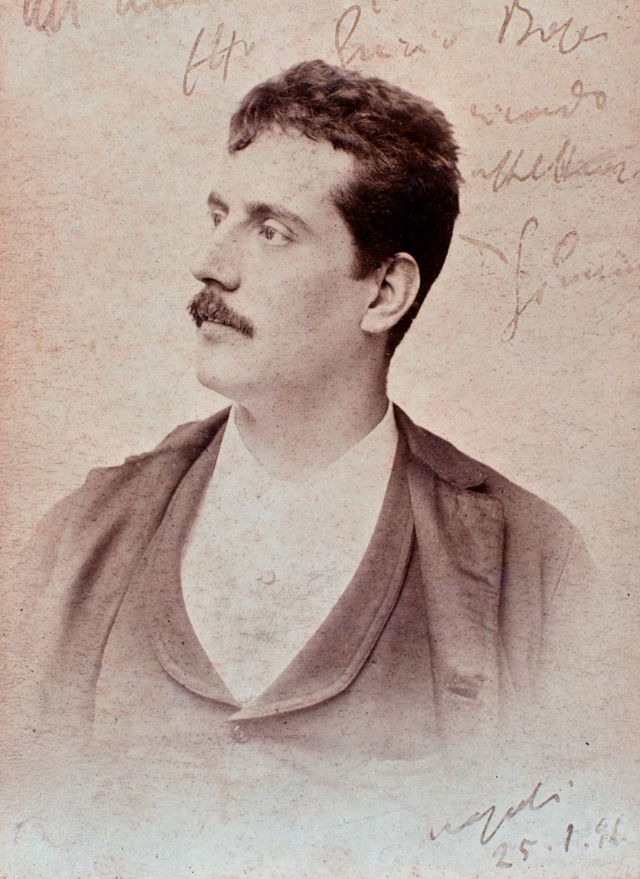 Retrato de Giacomo Puccini (foto en blanco y negro) de Unknown photographer