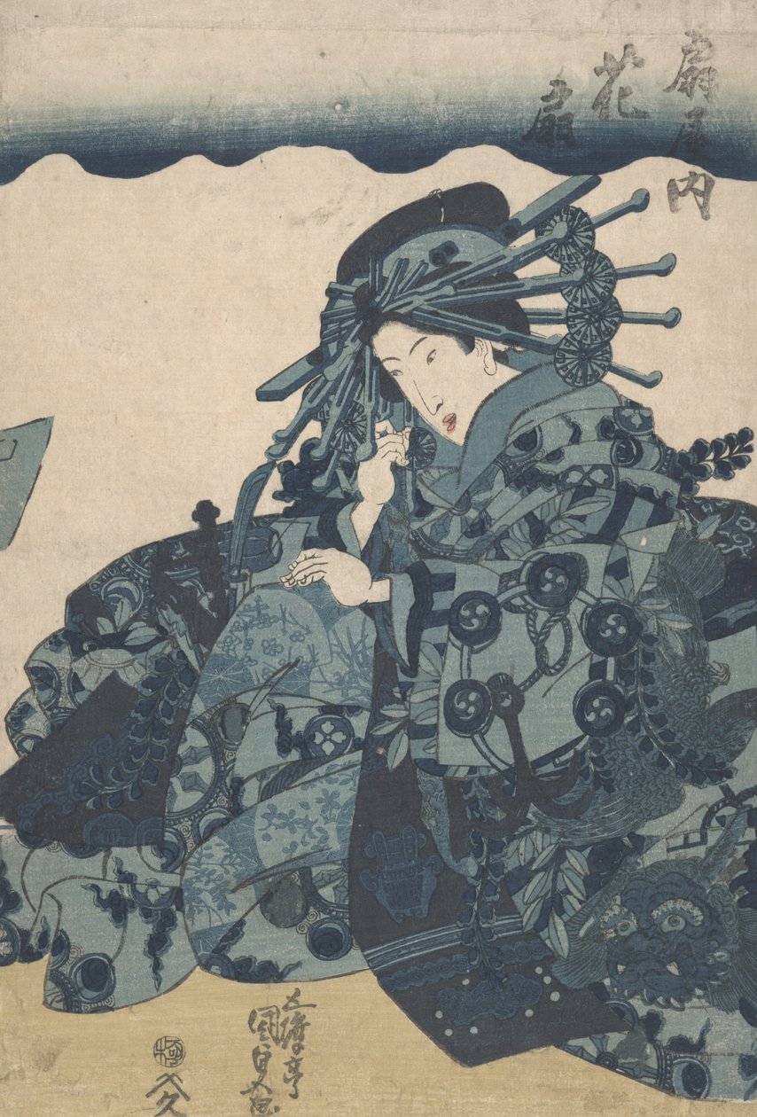 Impresión aizuri-e desconocida, c.1830 de Utagawa Kunisada