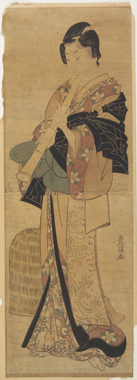 (Mujer disfrazada de sacerdote mendicante) de Utagawa Toyokuni