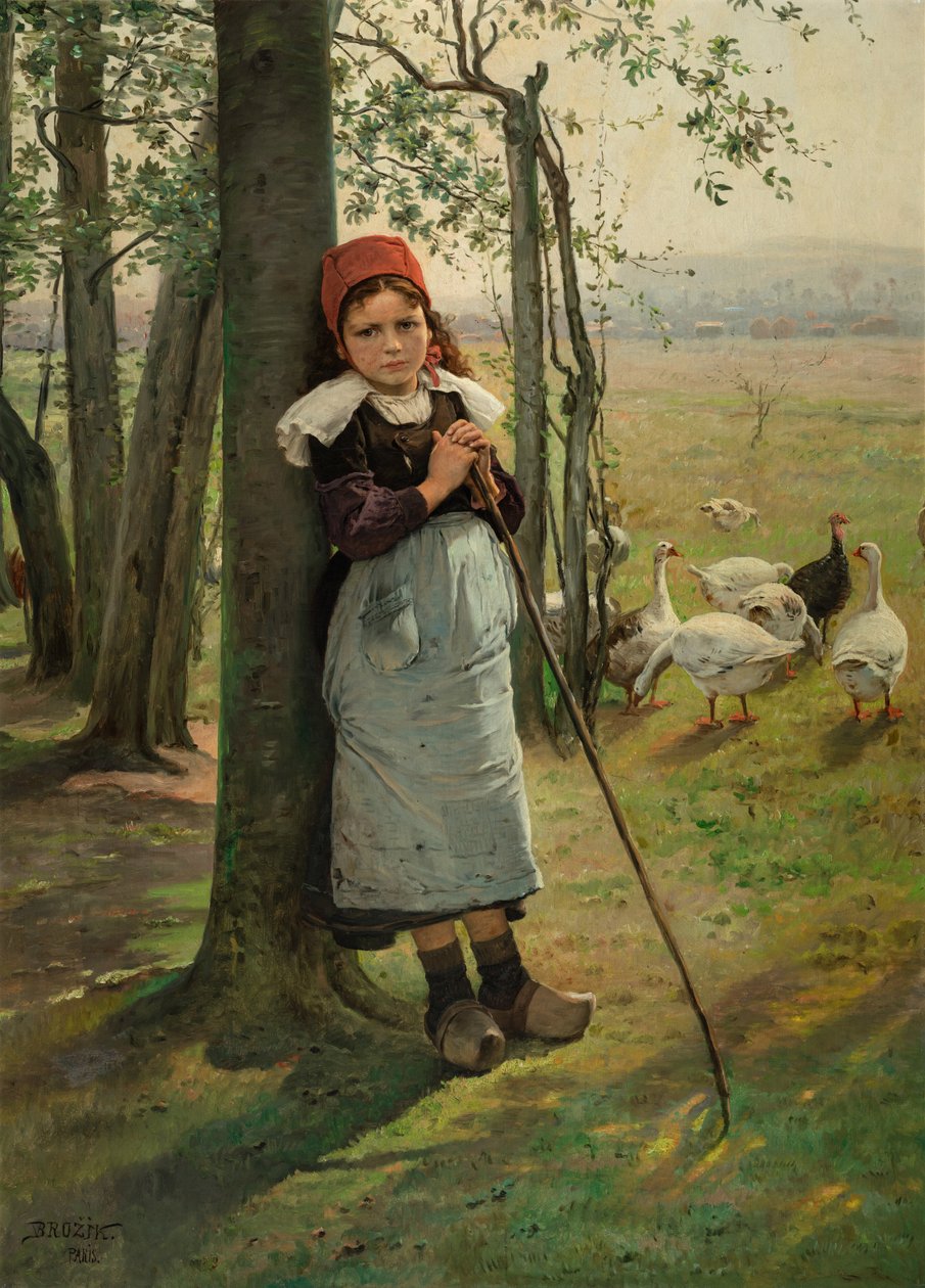 Niña con ganso de Vaclav Brozik