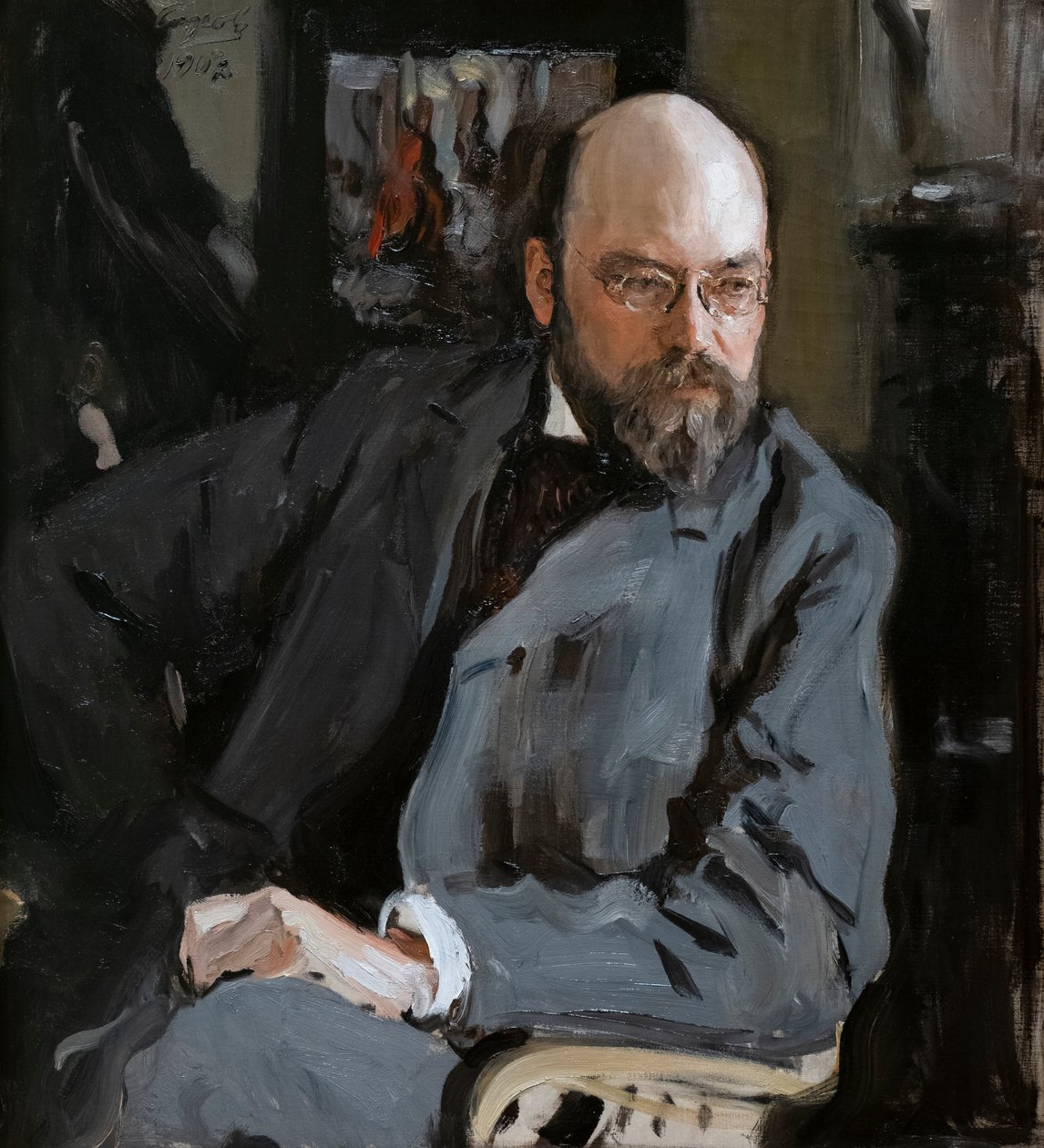 Retrato de Ilya Ostroukhov de Valentin Aleksandrovich Serov