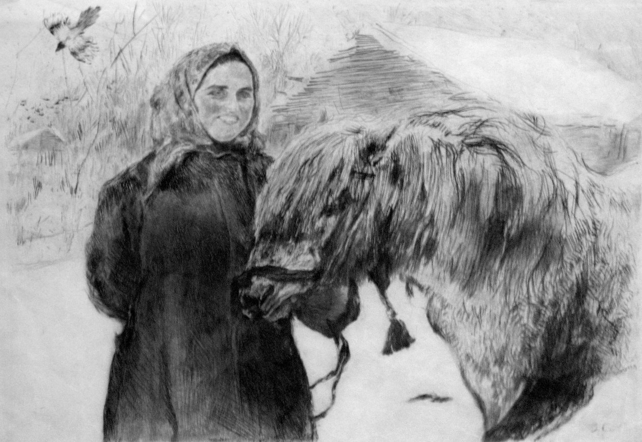 Serow mujer con caballo de Valentin Aleksandrovich Serov