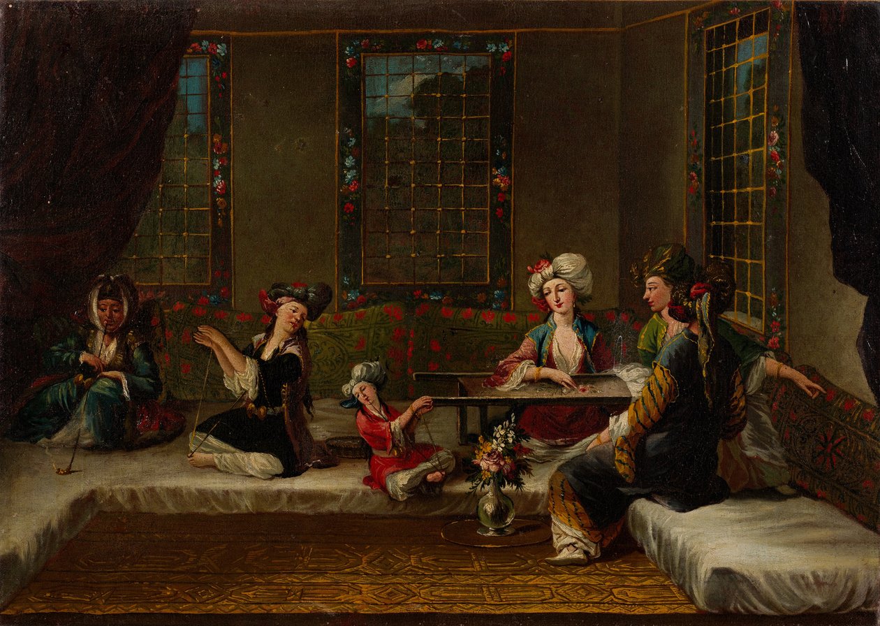 Mujeres bordando de Vanmour School