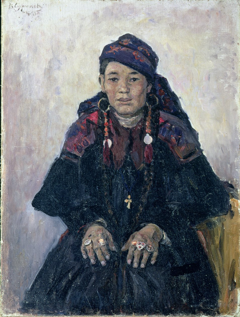 Retrato de una Mujer Cosaca, 1909 de Vasilij Ivanovic Surikov