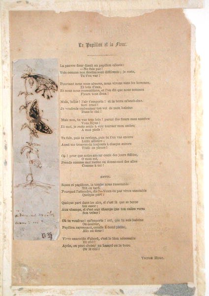 Le Papillon et la Fleur, poema con una ilustración de mariposas de Les Chants du Crepuscule de Victor Hugo