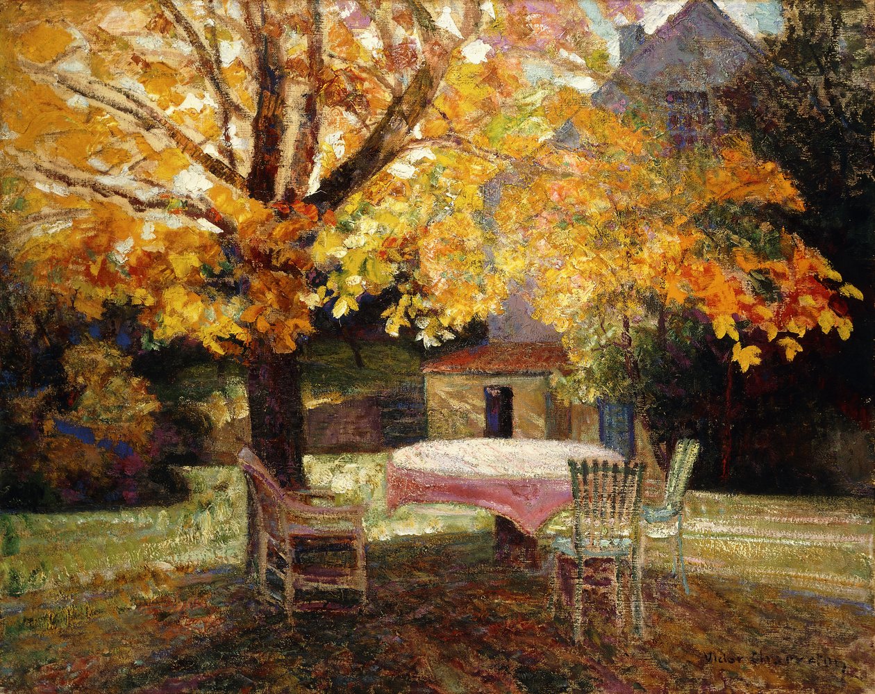 La terraza, otoño; La Terrasse, Automne de Victor Charreton