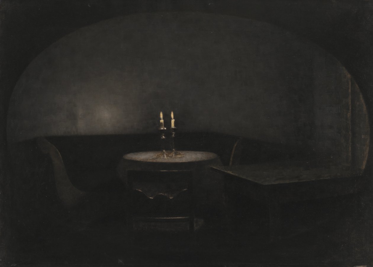 Interior. Luz artificial de Vilhelm Hammershøi
