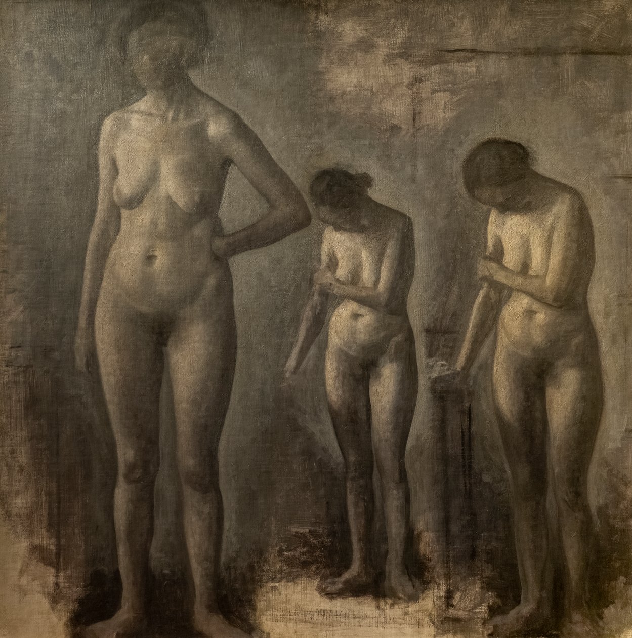 Tres estudios de desnudo femenino de Vilhelm Hammershoi