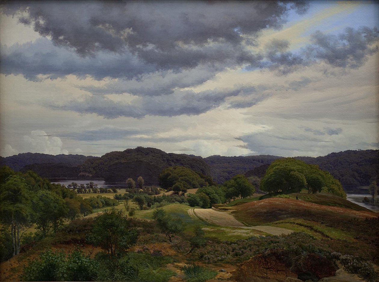 Lagos en un paisaje boscoso cerca de Silkeborg de Vilhelm Kyhn