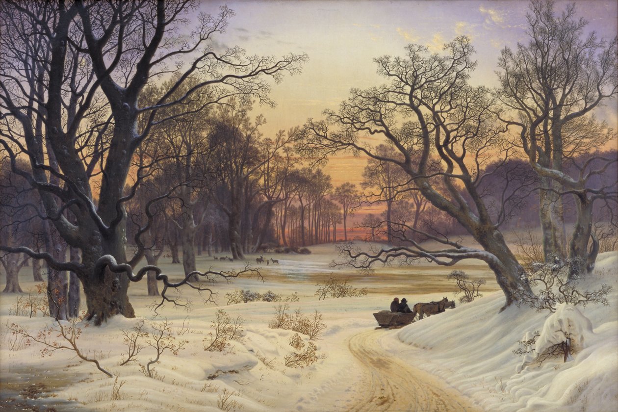 Noche de invierno en un bosque de Vilhelm Kyhn